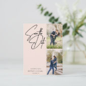 ミニマルハンドライティングフォトコラージュ ブラッシュピンク ポストカード (スタンド正面)