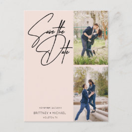 ミニマルハンドライティングフォトコラージュ ブラッシュピンク ポストカード