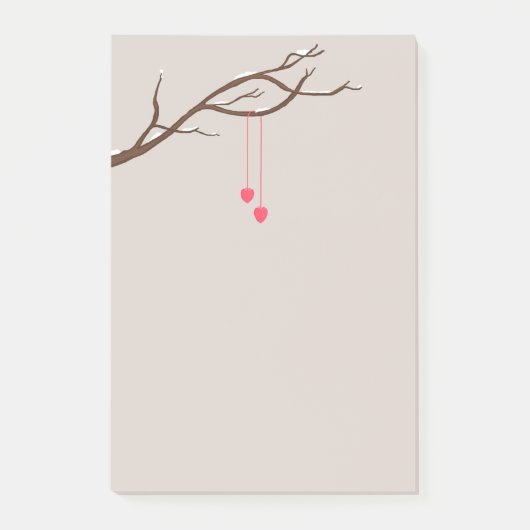 ミニマルハートの木のバレンタインデザイン ポストイット (正面)