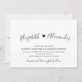 ミニマルハートスクリプトオールインワンＱＲコードウェディング 招待状 (正面)