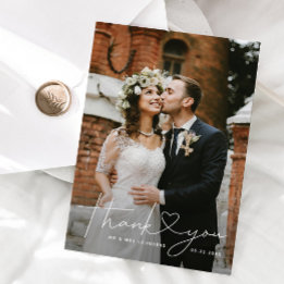 ミニマルハートスクリプトホワイト サンキューカード