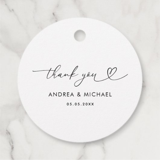 ミニマルハートスクリプト結婚デリケートありがとう フェイバータグ (裏面)