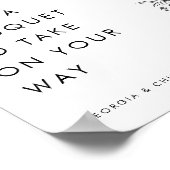 ミニマルハートスクリプト開花フラワーバー結婚のサイン ポスター (角)