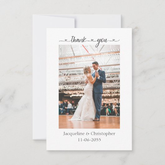 ミニマルハートス結婚クリプトの写真ありがとう サンキューカード (正面)