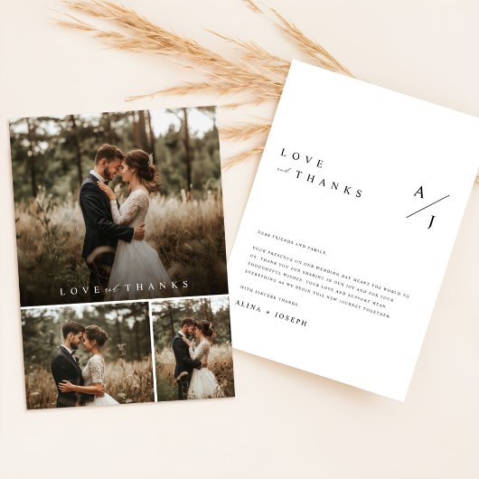 ミニマルハートス結婚クリプトのPhoto Collage サンキューカード