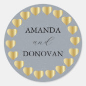 ミニマルハートダスティブルー結婚ズ封筒用シール ラウンドシール (正面)