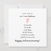 ミニマルハートハッピー結婚3周年記念 カード (正面)
