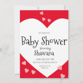 ミニマルハートピンクバレンティンデイベビーシャワー 招待状 (正面)