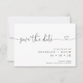 ミニマルハートフォントウェディング日付カードを保存 招待状 (正面)