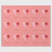ミニマルハートフォールドバレンタインデー ラッピングペーパー (フラット)