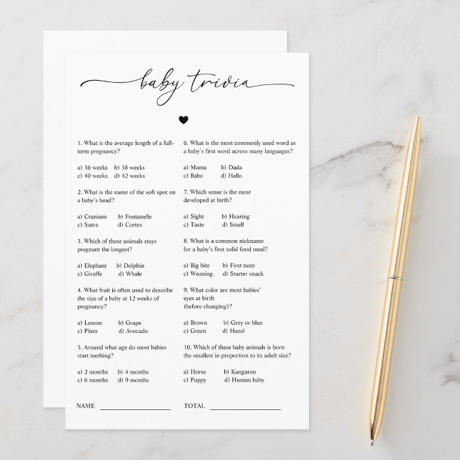 ミニマルハートベビートリビアベビーシャワーゲーム (クリエイターアップロード済み)