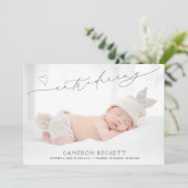 ミニマルハートベビー写真誕生 案内状 (スタンド正面)