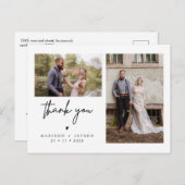ミニマルハート写真結婚の感謝ポストカード ポストカード (正面/裏面)