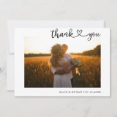 ミニマルハート書道結婚写真 サンキューカード (正面)