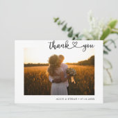 ミニマルハート書道結婚写真 サンキューカード (スタンド正面)
