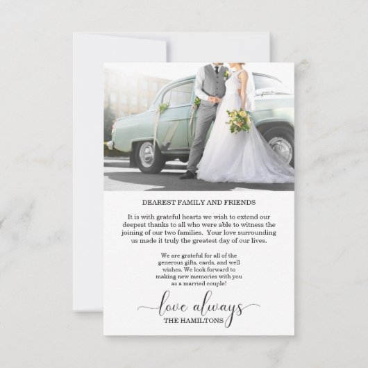 ミニマルハート結婚スクリプトの写真 サンキューカード (裏面)