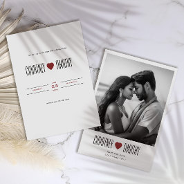 ミニマルハート結婚式の日付を写真で保存 セーブザデート