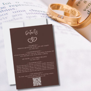 ミニマルハートQRコードの結婚詳細エンクロージャ ノートカード