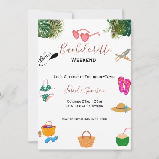 ミニマルバチェロレッテと週末の日程 招待状 (正面)