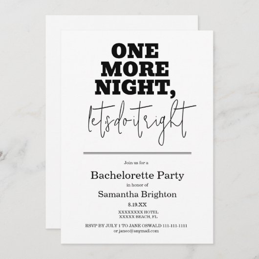 ミニマルバチェロレッテ招待状 招待状 (正面/裏面)