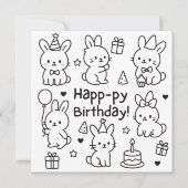 ミニマルバニー落書きバースデーカード カード (正面)
