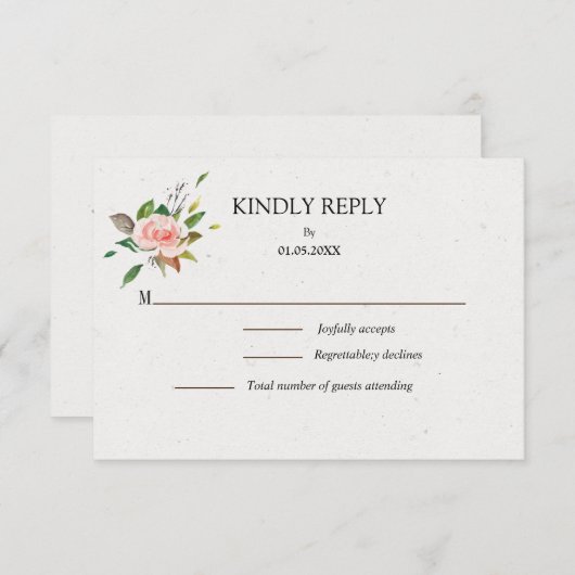 ミニマルバラと結婚葉 出欠カード (正面/裏面)