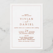 ミニマルバラゴールドフォイルスタイリング結婚日付 箔招待状 (正面)