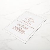 ミニマルバラゴールドフォイルスタイリング結婚日付 箔招待状 (回転した状態)