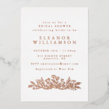 ミニマルバラゴールドフォイルボタニカルブライダルシャワー