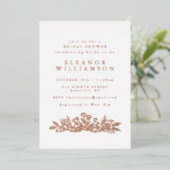 ミニマルバラゴールドフォイルボタニカルブライダルシャワー 箔招待状 (立ち正面)