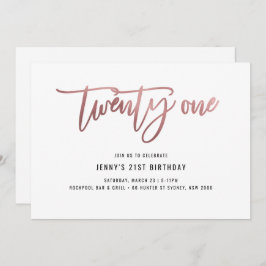 ミニマルバラゴールドフォイル21st誕生日招待状 招待状