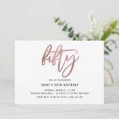 ミニマルバラゴールドフォイル50誕生日招待状 招待状 (スタンド正面)