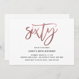 ミニマルバラゴールドフォイル60誕生日招待状 招待状