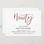 ミニマルバラゴールドフォイル90誕生日招待状 招待状 (正面/裏面)