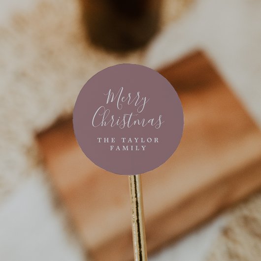 ミニマルバラピンクメリークリスマスホリデーギフト ラウンドシール