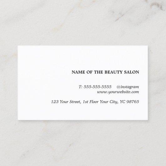 ミニマルバラフェイク金ゴールドはさみ美容師 名刺 (裏面)