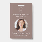 ミニマルバラベージュIDカスタムモノグラムロゴ&写真 バッジ (正面)