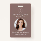 ミニマルバラベージュIDカスタムモノグラムロゴ&写真 バッジ (正面)