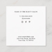 ミニマルバラホワイト美容師 スクエア名刺 (裏面)