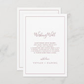 ミニマルバラ結婚金ゴールドのウィッシングウェルカード エンクロージャーカード (正面/裏面)