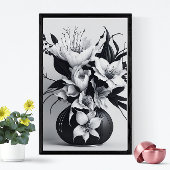 ミニマルバラ花瓶スタイリッシュスケッチモダン ポスター