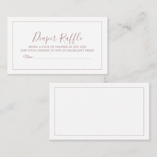 ミニマルバラ金ゴールドおむつラッフルカード エンクロージャーカード (正面/裏面)