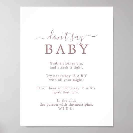 ミニマルバラ金ゴールドがベビーゲームのサインを言わない ポスター (正面)