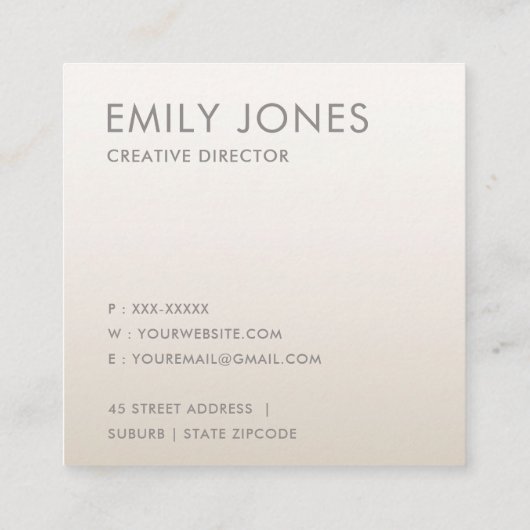 ミニマルバラ金ゴールドきらめく スクエア名刺 (裏面)