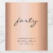 ミニマルバラ金ゴールドとブラックエイジ誕生日 ワインラベル (シングルラベル)