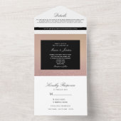 ミニマルバラ金ゴールドとブラック結婚ズ オールインワン招待状 (内側)