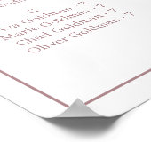 ミニマルバラ金ゴールドのアルファベット順の座席表 ポスター (角)