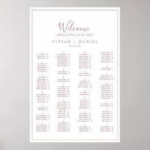 ミニマルバラ金ゴールドのアルファベット順の座席表 ポスター