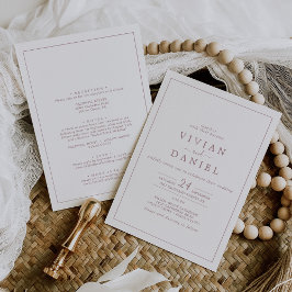 ミニマルバラ金ゴールドオールインワン結婚式招待状 招待状