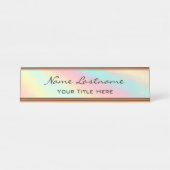 ミニマルバラ金ゴールドカスタムホログラフィエレガントック デスクネームプレート (正面)